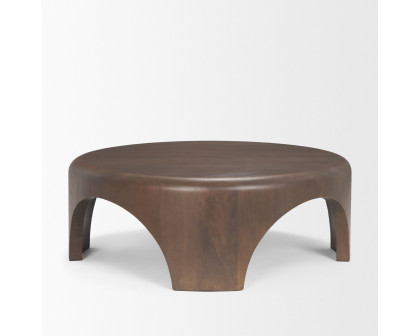 Mercana Shima Round Coffee Table with Arched Legs - Dark Brown