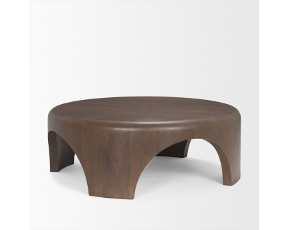 Mercana Shima Round Coffee Table with Arched Legs - Dark Brown