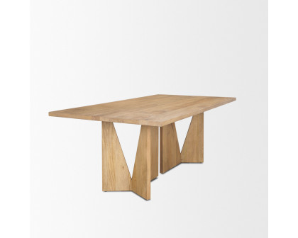 Mercana Tarro Rectangular Dining Table with Geometrical Base - Light Brown