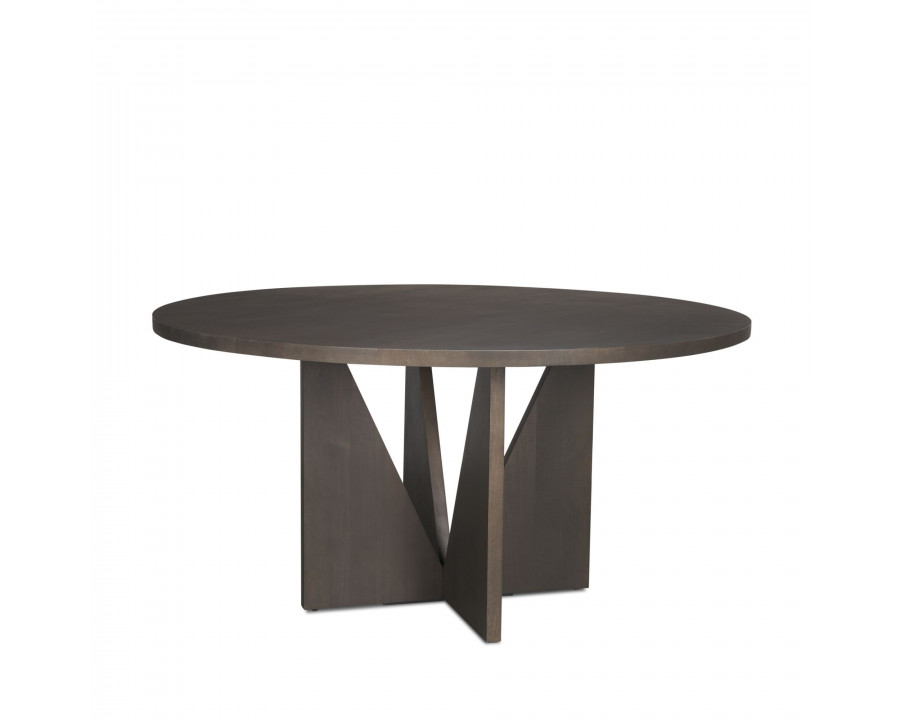 Mercana - Tarro Round Dining Table with Geometrical Base in Espresso, Wood