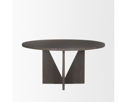 Mercana - Tarro Round Dining Table with Geometrical Base in Espresso, Wood