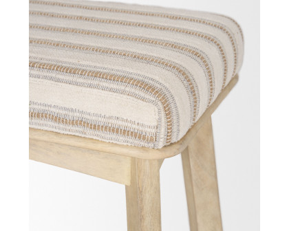 Mercana - Taimo Bench with Striped Fabric Seat in White Washed/Light Brown