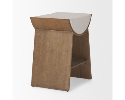 Mercana - Takuma Counter Stool with Oatmeal Fabric in Brown, Wood