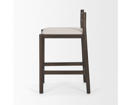 Mercana Sam Counter Stool with Cream Fabric - Dark Brown