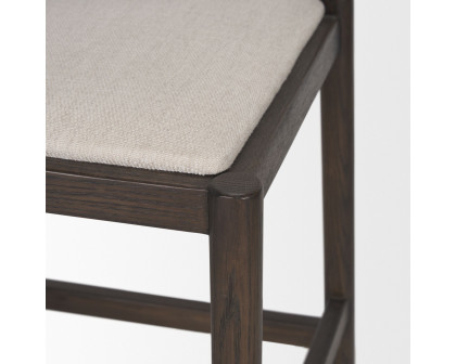 Mercana Sam Counter Stool with Cream Fabric - Dark Brown