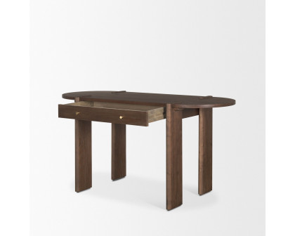 Mercana - Sohan Dark Brown Elm Wood Oblong Desk