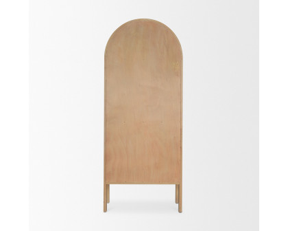 Mercana - Callum Light Brown Elm Wood with Glass Doors Arched Curio Cabinet