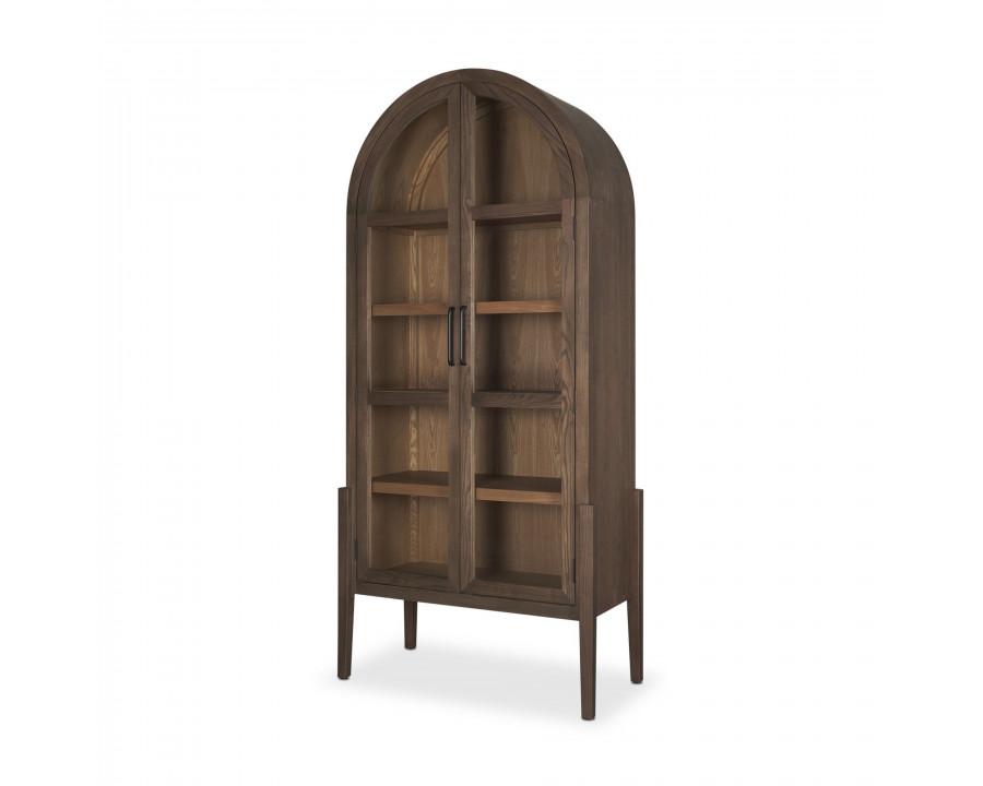 Mercana - Teva Two Toned Dark with Light Wood Arched Curio Cabinet