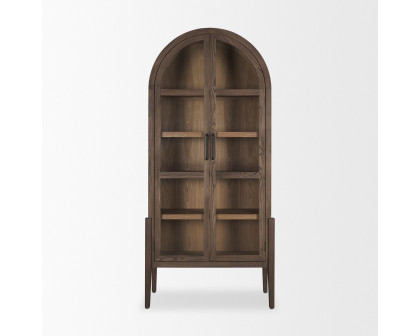 Mercana - Teva Two Toned Dark with Light Wood Arched Curio Cabinet