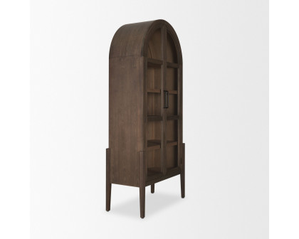 Mercana - Teva Two Toned Dark with Light Wood Arched Curio Cabinet