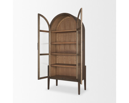 Mercana - Teva Two Toned Dark with Light Wood Arched Curio Cabinet