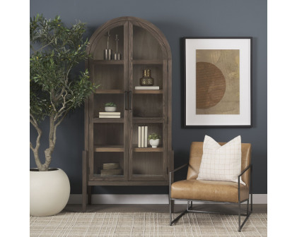 Mercana - Teva Two Toned Dark with Light Wood Arched Curio Cabinet