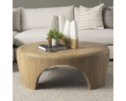 Mercana Shima Round Coffee Table with Arched Legs - Light Brown