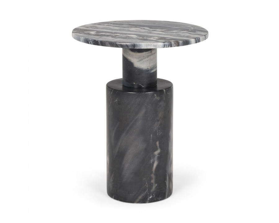 Mercana - Taite Solid Dark Gray Marble Pedestal Accent Table