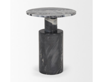 Mercana - Taite Solid Dark Gray Marble Pedestal Accent Table