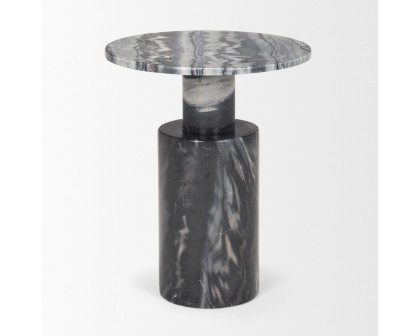 Mercana - Taite Solid Dark Gray Marble Pedestal Accent Table