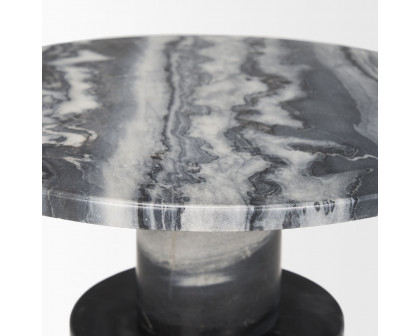 Mercana - Taite Solid Dark Gray Marble Pedestal Accent Table