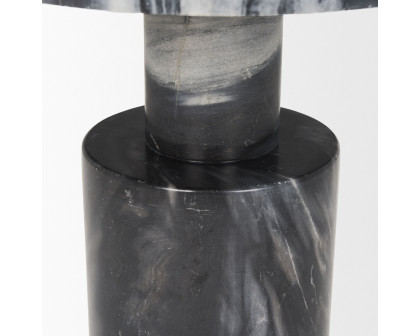 Mercana - Taite Solid Dark Gray Marble Pedestal Accent Table