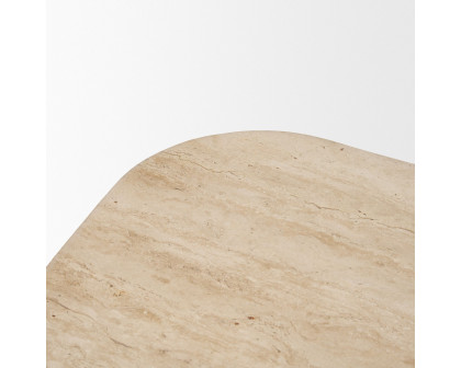 Mercana - Symona Travertine and Mango Wood Rectangle Coffee Table