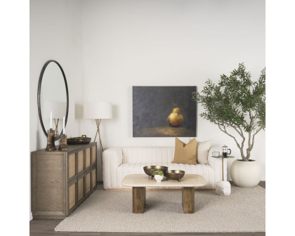 Mercana - Symona Travertine and Mango Wood Rectangle Coffee Table