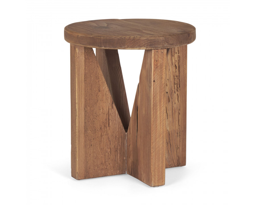 Mercana - Tahlia Round Natural Brown Wood with Angled Legs Stool