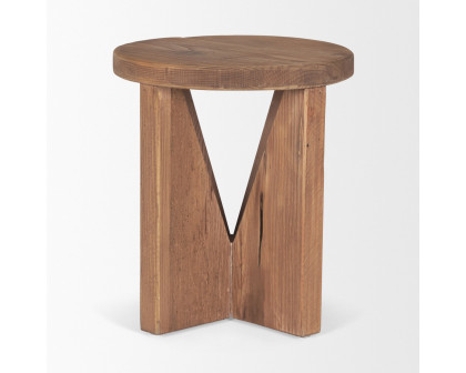 Mercana - Tahlia Round Natural Brown Wood with Angled Legs Stool