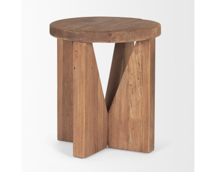 Mercana - Tahlia Round Natural Brown Wood with Angled Legs Stool