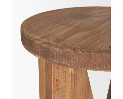 Mercana - Tahlia Round Natural Brown Wood with Angled Legs Stool