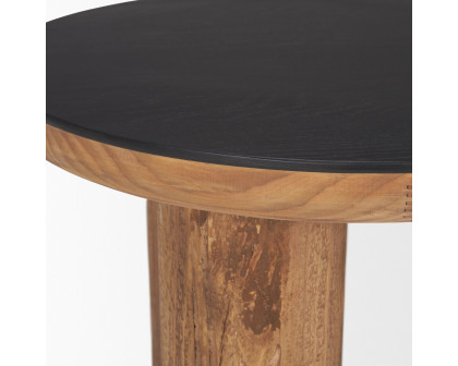 Mercana - Tucson Natural Wood with Round Black Oak Top Side Table