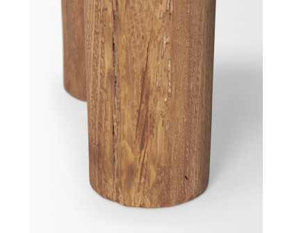 Mercana - Tucson Natural Wood with Round Black Oak Top Side Table