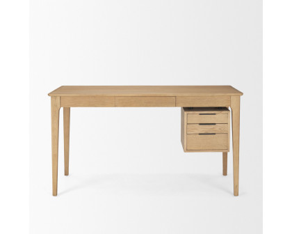 Mercana - Tino Light Brown Oak Wood with 4 Drawers Desk