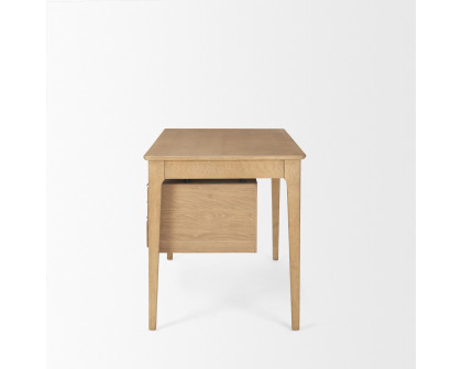 Mercana - Tino Light Brown Oak Wood with 4 Drawers Desk