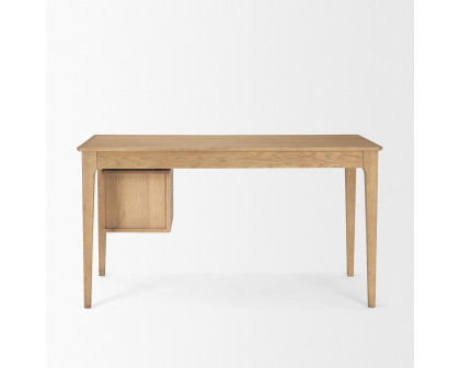 Mercana - Tino Light Brown Oak Wood with 4 Drawers Desk