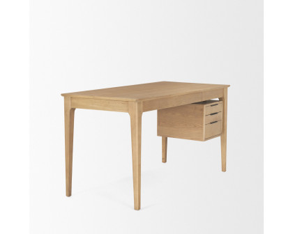 Mercana - Tino Light Brown Oak Wood with 4 Drawers Desk