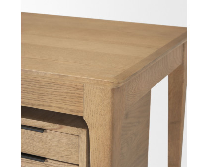 Mercana - Tino Light Brown Oak Wood with 4 Drawers Desk