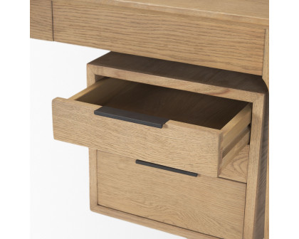 Mercana - Tino Light Brown Oak Wood with 4 Drawers Desk