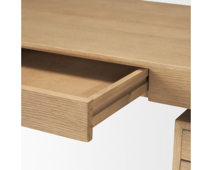 Mercana - Tino Light Brown Oak Wood with 4 Drawers Desk