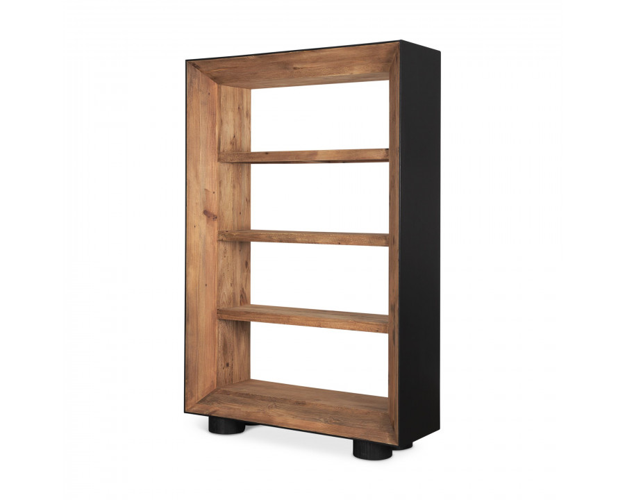 Mercana - Tabor Natural Wood with Black Oak Frame Bookcase