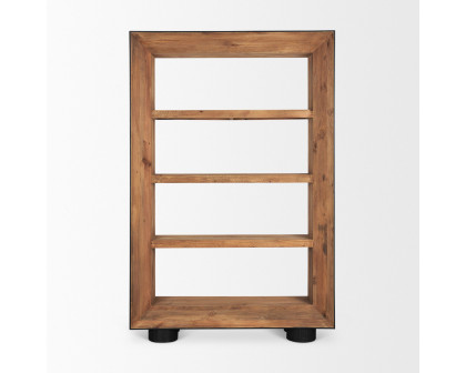 Mercana - Tabor Natural Wood with Black Oak Frame Bookcase