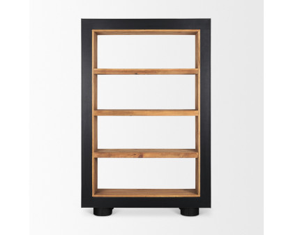 Mercana - Tabor Natural Wood with Black Oak Frame Bookcase