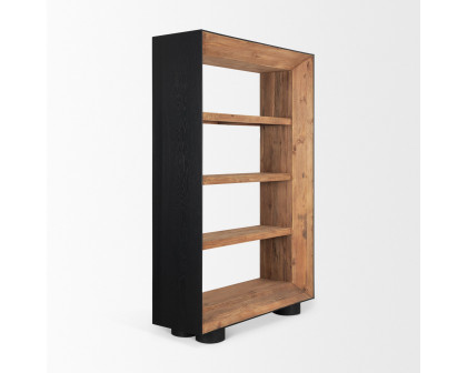 Mercana - Tabor Natural Wood with Black Oak Frame Bookcase