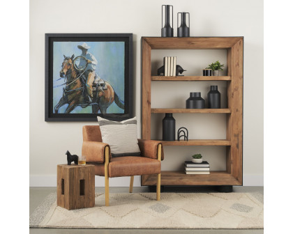 Mercana - Tabor Natural Wood with Black Oak Frame Bookcase