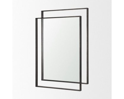 Mercana Tiva Rectangular Dual Metal Frame Mirror - Gunmetal