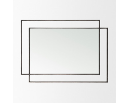 Mercana Tiva Rectangular Dual Metal Frame Mirror - Gunmetal