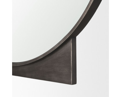 Mercana Tillie Round Wall Mirror with Textured Metal Frame - Gunmetal