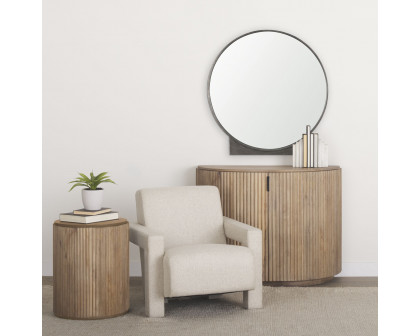 Mercana Tillie Round Wall Mirror with Textured Metal Frame - Gunmetal