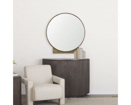 Mercana Tillie Round Wall Mirror with Metal Frame - Gold