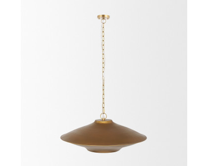 Mercana - Titus 1-Light Brass Finished Metal Disc Pendant