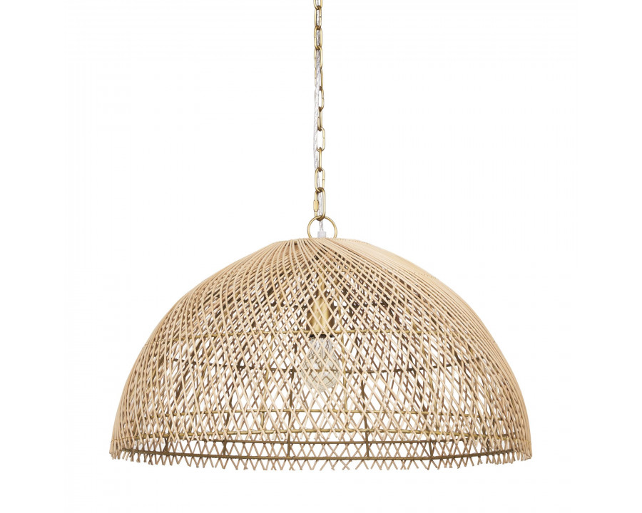 Mercana - Thad 1-Light Natural Woven Rattan Dome Pendant