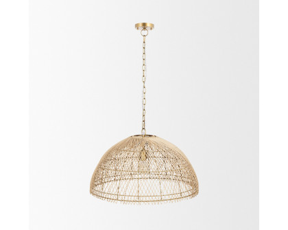 Mercana - Thad 1-Light Natural Woven Rattan Dome Pendant